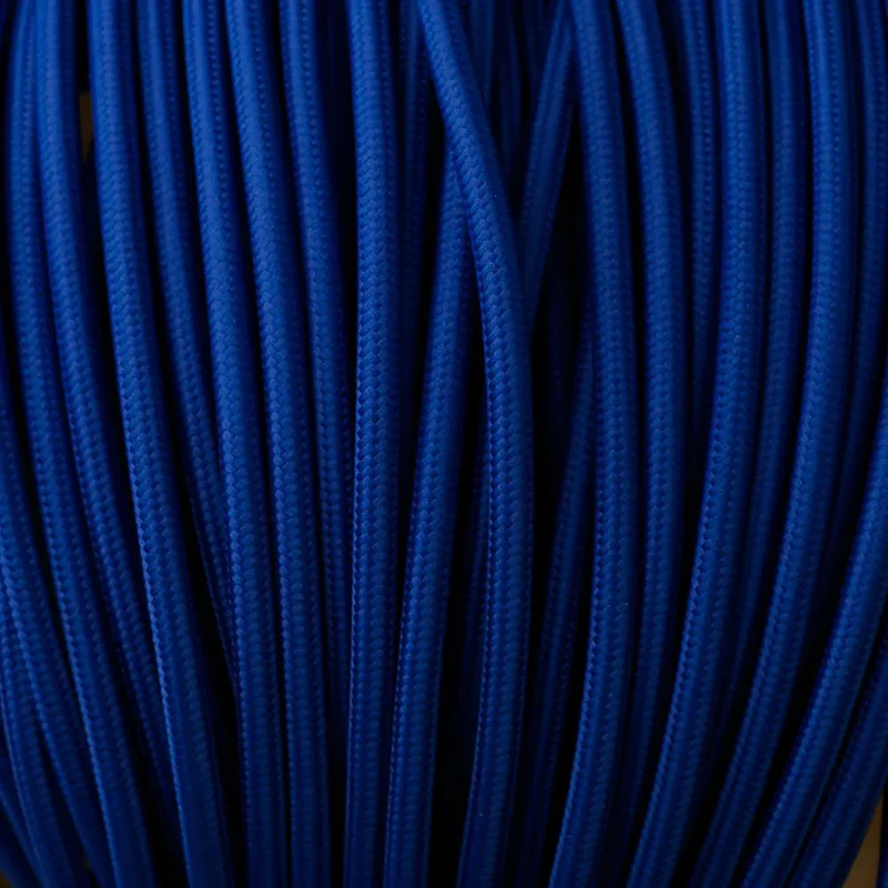 Câble flexible 3 noyaux ronds vintage italien tissu tressé 0,75 mm bleu foncé UK-3069