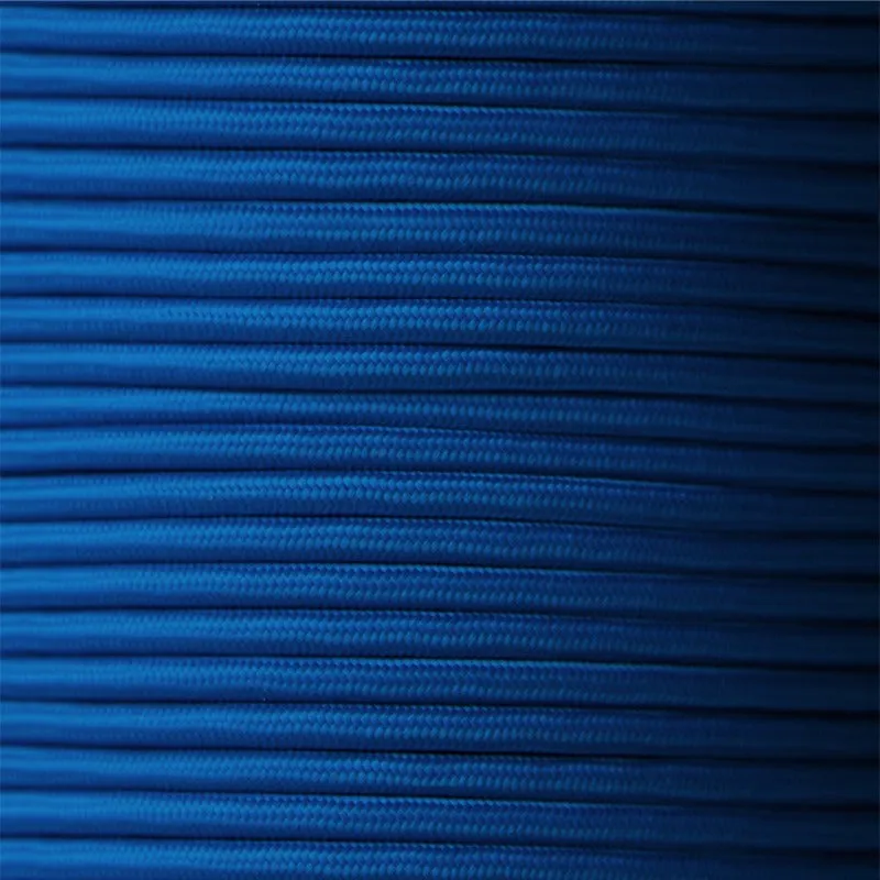 Câble flexible 3 noyaux ronds vintage italien tissu tressé 0,75 mm bleu foncé UK-3069