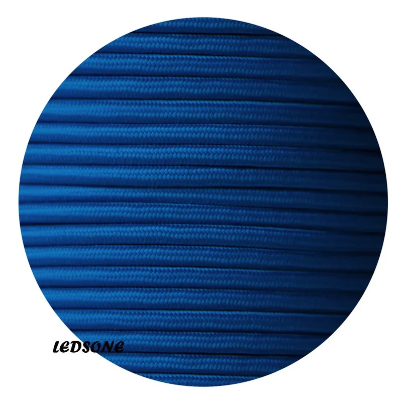 Câble flexible 3 noyaux ronds vintage italien tissu tressé 0,75 mm bleu foncé UK-3069