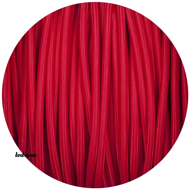 Câble flexible rouge 3 noyaux rond tissu tressé vintage 0,75 mm-3226