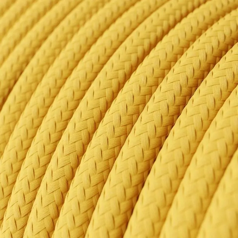 Câble flexible jaune 3 noyaux rond tissu tressé vintage 0,75 mm-3048