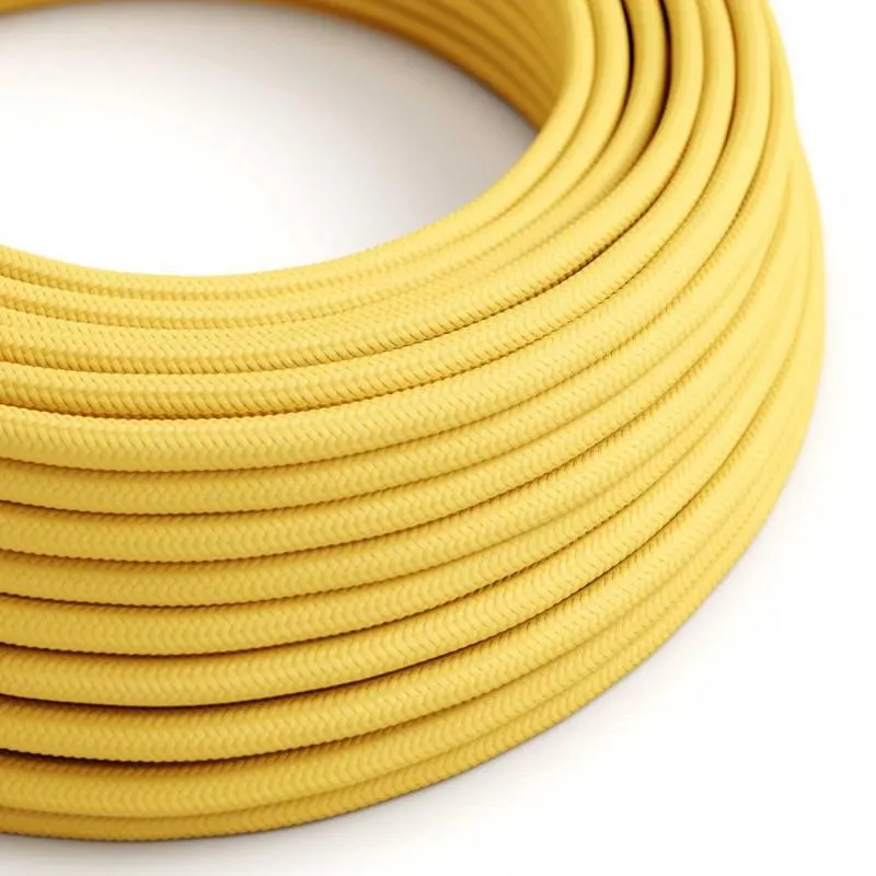 Câble flexible jaune 3 noyaux rond tissu tressé vintage 0,75 mm-3048