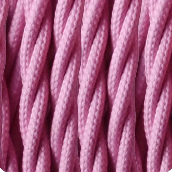 Câble tissu électrique vintage 1m/ 5m/ 10m 3 noyaux torsadé bébé rose 0,75mm ~ 4811