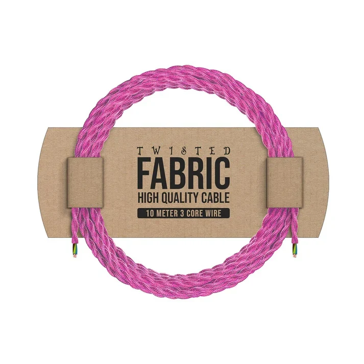 Câble tissu électrique vintage 1m/ 5m/ 10m 3 noyaux torsadé bébé rose 0,75mm ~ 4811