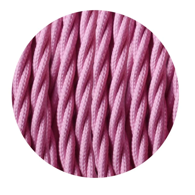 Câble tissu électrique vintage 1m/ 5m/ 10m 3 noyaux torsadé bébé rose 0,75mm ~ 4811