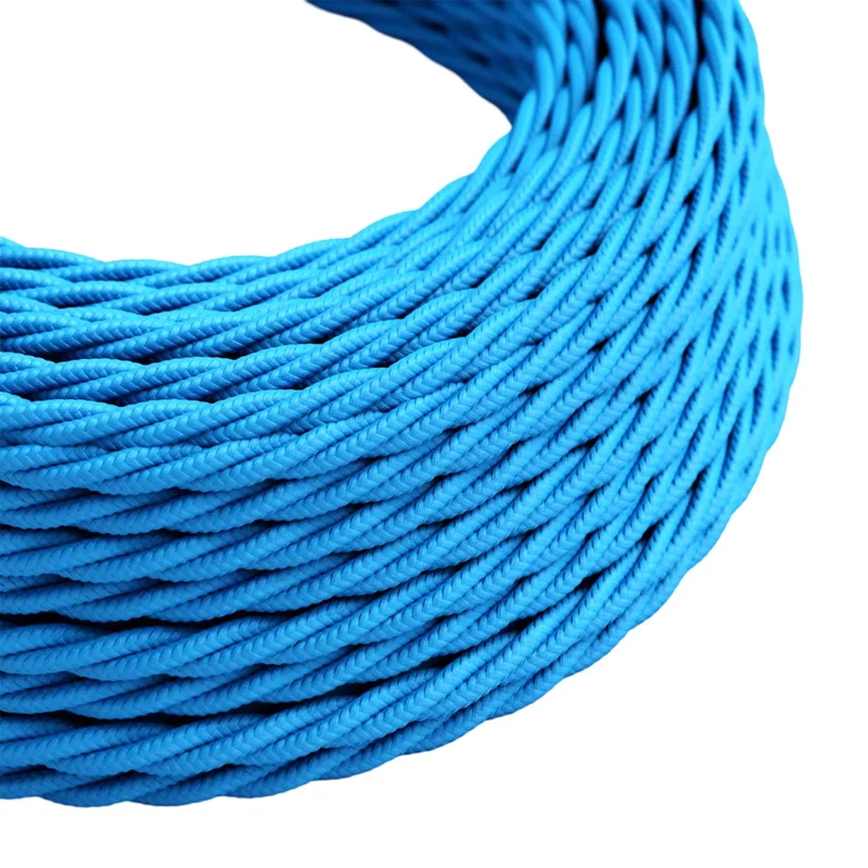 LESone Câble électrique textile torsadé 3x0,75 mm² bleu 5 m ~4807