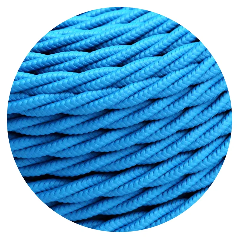 LESone Câble électrique textile torsadé 3x0,75 mm² bleu 5 m ~4807