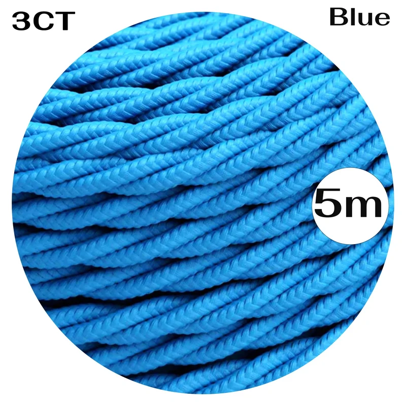 LESone Câble électrique textile torsadé 3x0,75 mm² bleu 5 m ~4807