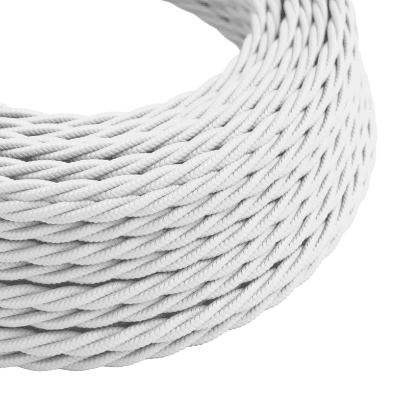 Câble électrique textile torsadé blanc 3x0,75 mm² – Vintage ~ 3061