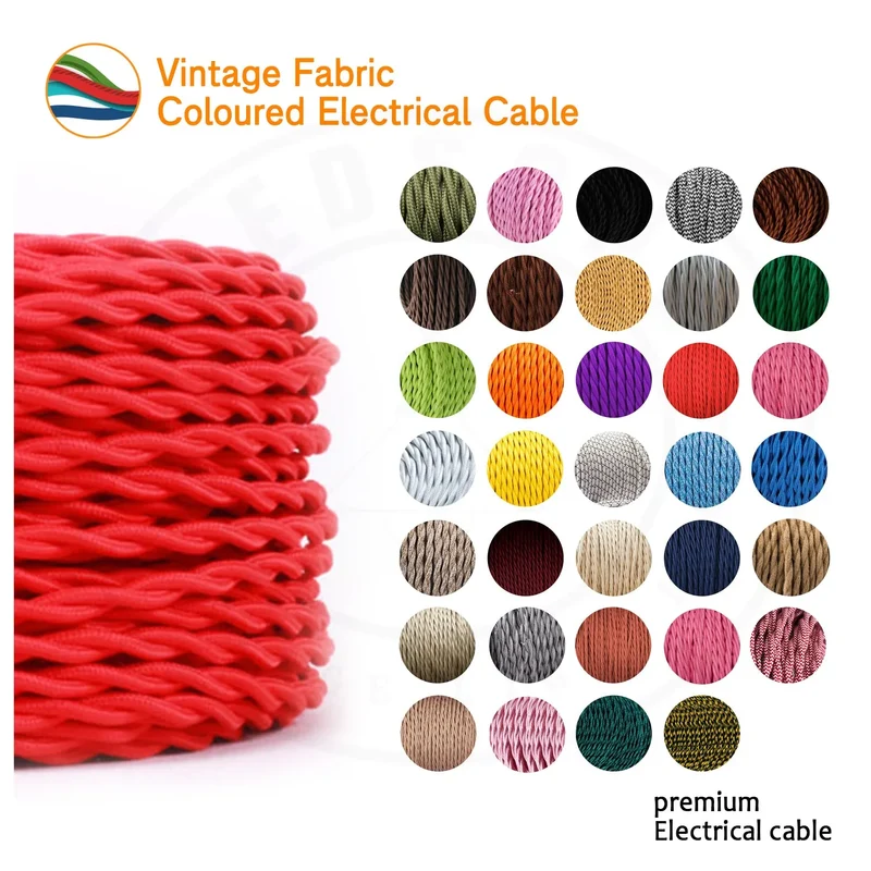 Câble électrique textile torsadé blanc 3x0,75 mm² – Vintage ~ 3061