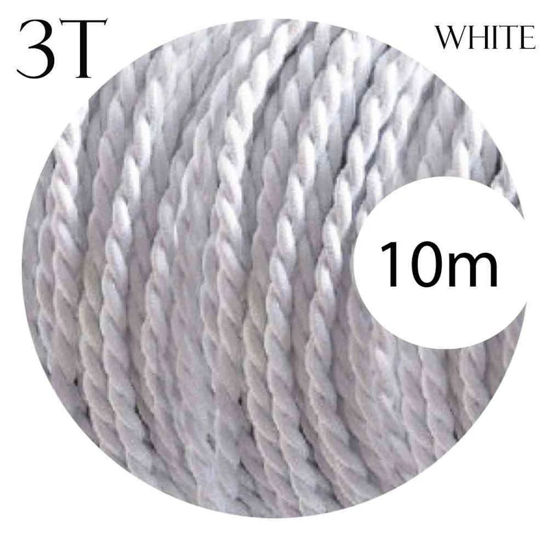 Câble électrique textile torsadé blanc 3x0,75 mm² – Vintage ~ 3061