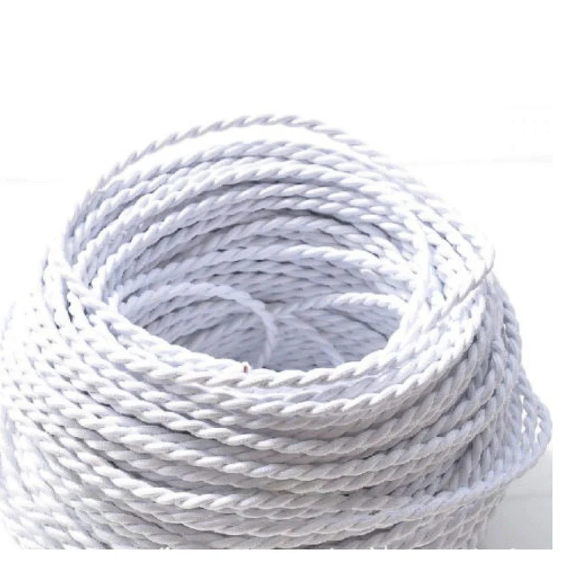 Câble électrique textile torsadé blanc 3x0,75 mm² – Vintage ~ 3061