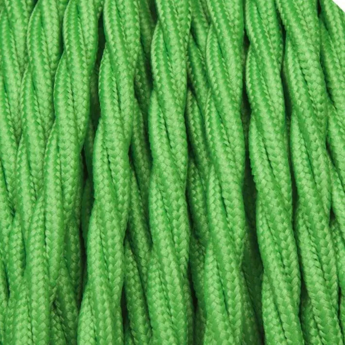 Câble électrique torsadé 3 noyaux recouvert couleur vert clair tissu 0,75 mm ~ 3067