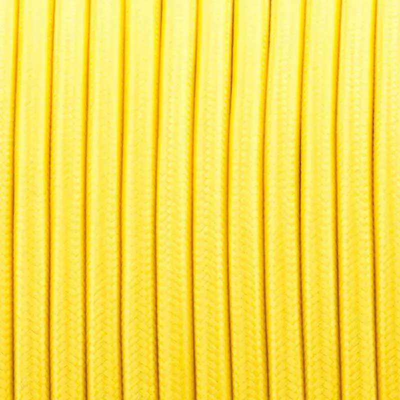 Câble flexible jaune clair tissu tressé rond vintage 10 m 3 noyaux 0,75 mm-4581