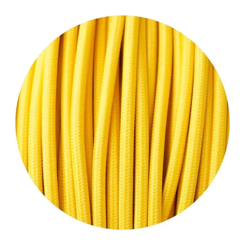 Câble flexible jaune clair tissu tressé rond vintage 5 m 3 noyaux 0,75 mm-4580