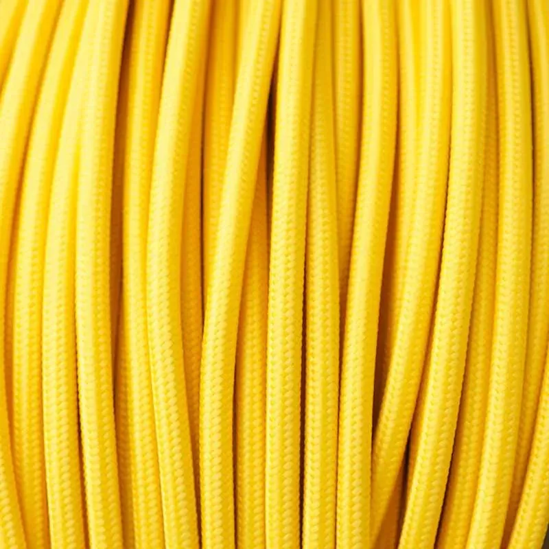 Câble flexible jaune clair tissu tressé rond vintage 5 m 3 noyaux 0,75 mm-4580