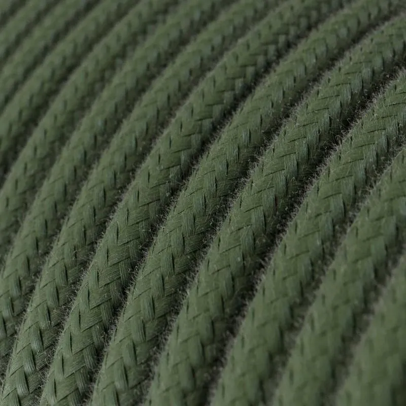 3 noyaux ronds vintage tissu tressé vert armée câble flexible 0,75 mm-3184