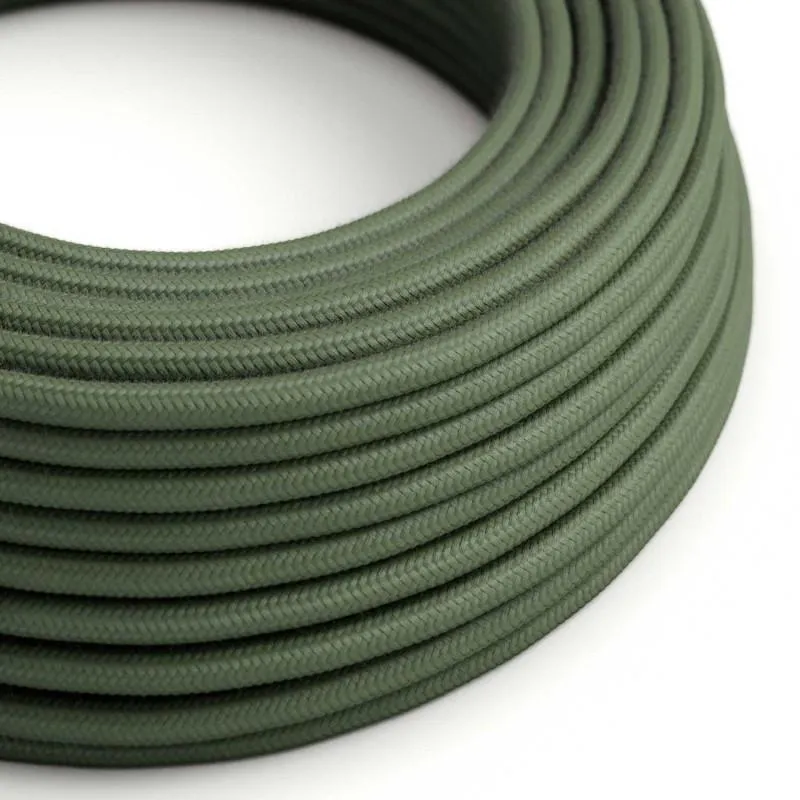 3 noyaux ronds vintage tissu tressé vert armée câble flexible 0,75 mm-3184
