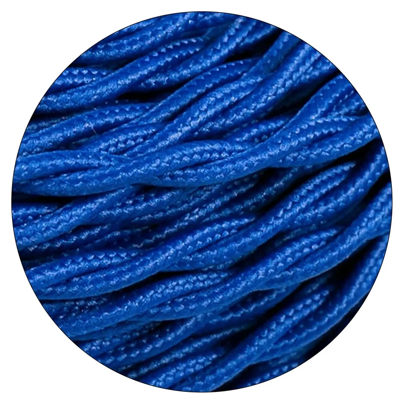 Câble électrique torsadé 10m 2 cœurs couleur bleu foncé tissu 0,75mm-4752