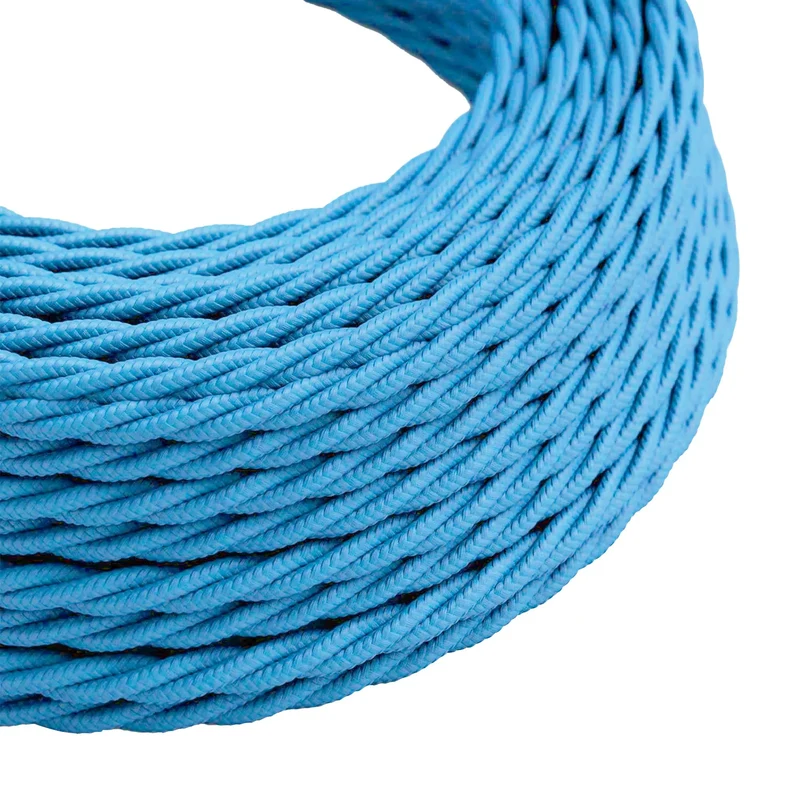 Câble électrique torsadé 10m 2 noyaux couleur bleu clair tissu 0,75mm ~4759