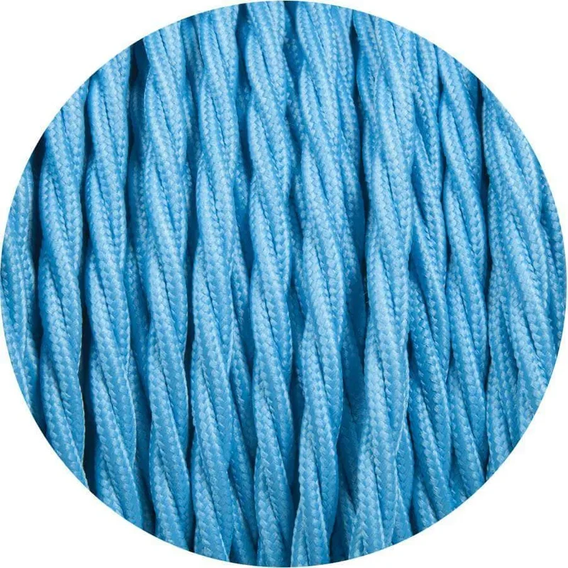Câble électrique torsadé 10m 2 noyaux couleur bleu clair tissu 0,75mm ~4759