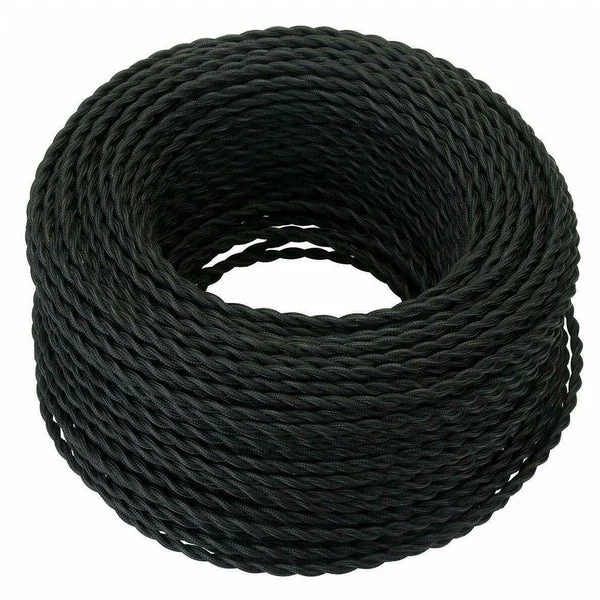 LEDSone Câble Électrique Textile Torsadé Noir 5 m – 2x0,75 mm² ~1769
