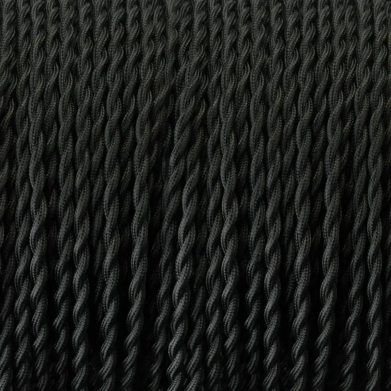 LEDSone Câble Électrique Textile Torsadé Noir 5 m – 2x0,75 mm² ~1769