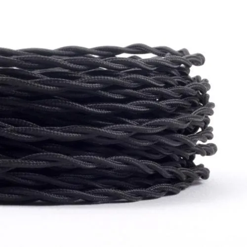 LEDSone Câble Électrique Textile Torsadé Noir 5 m – 2x0,75 mm² ~1769