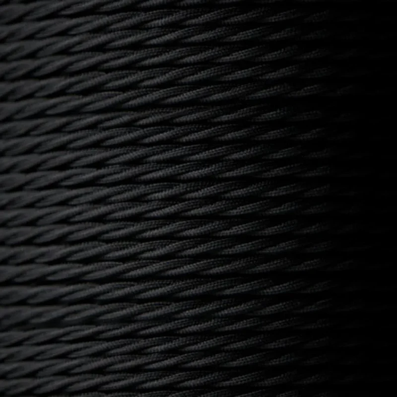 LEDSone Câble Électrique Textile Torsadé Noir 5 m – 2x0,75 mm² ~1769