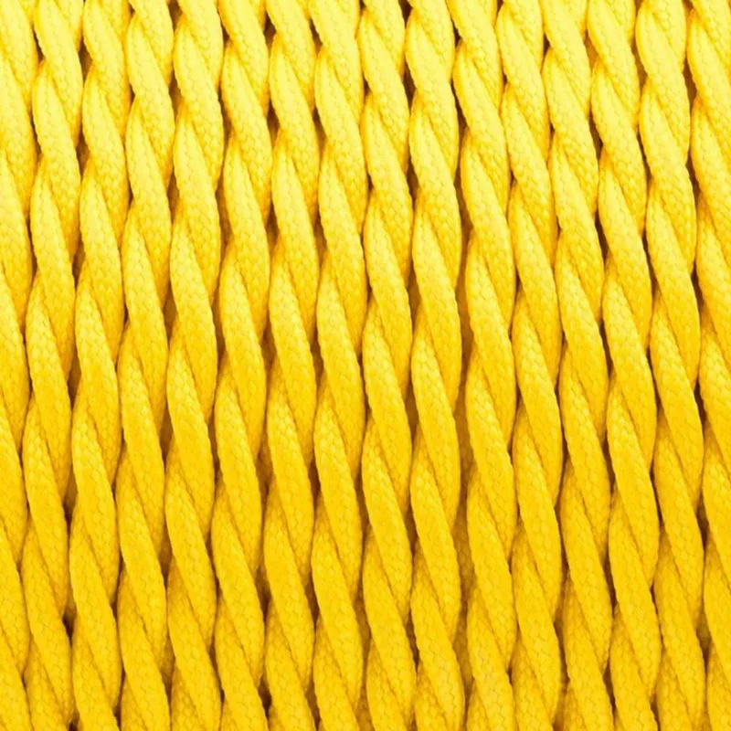 Câble électrique torsadé 10m 2 noyaux recouvert de tissu couleur jaune uni 0,75mm-4782