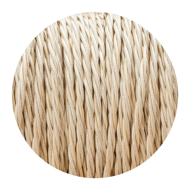Câble flexible vintage en tissu torsadé crème 0,75 mm 3 noyaux ~ 3246