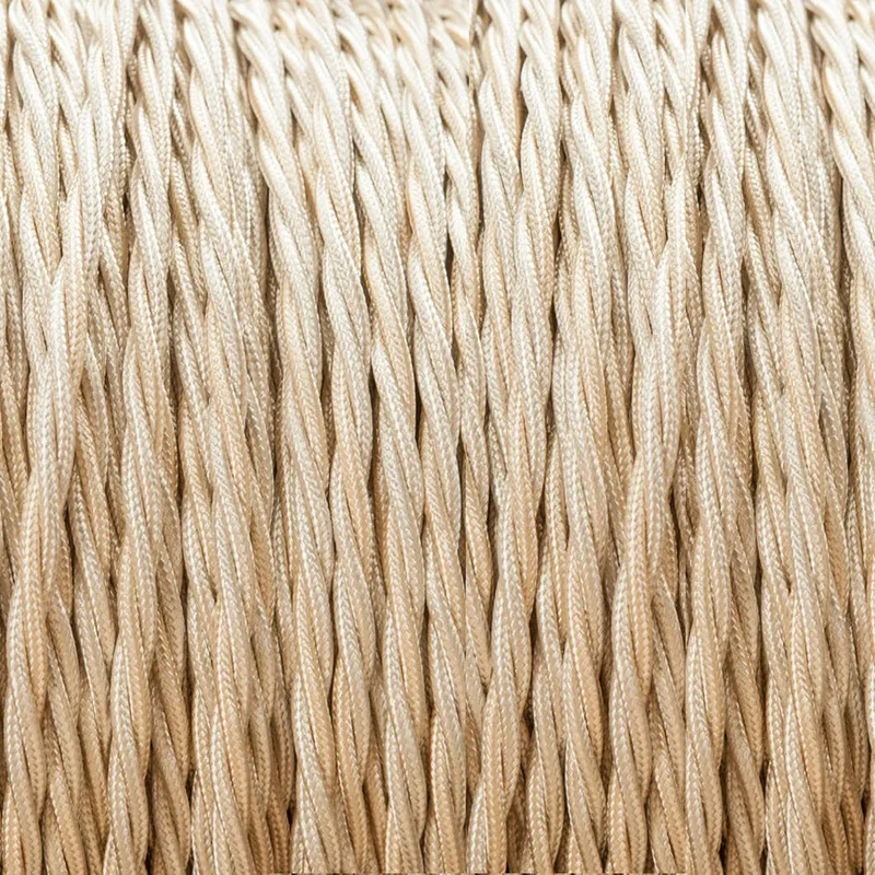 Câble flexible vintage en tissu torsadé crème 0,75 mm 3 noyaux ~ 3246