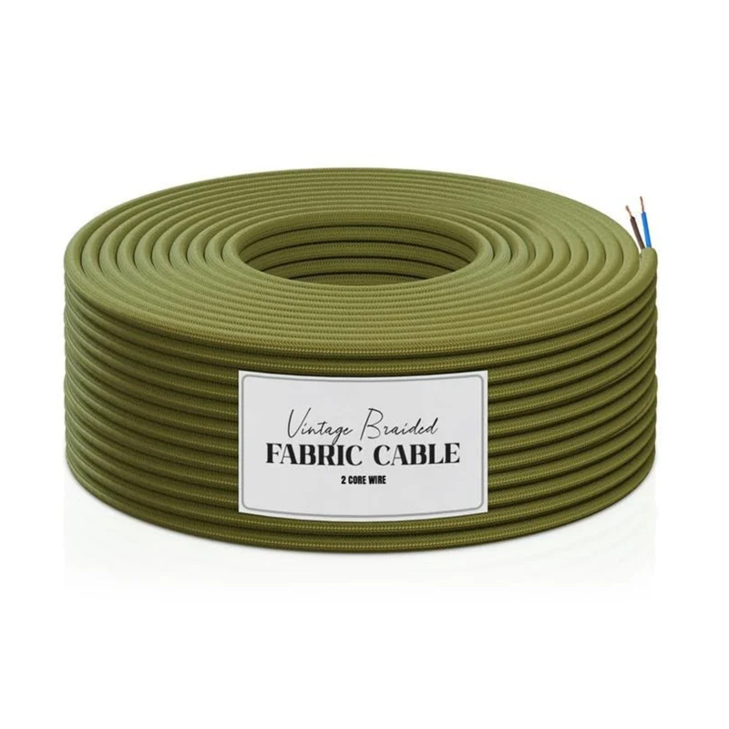 LEDSone Câble électrique textile vert armée 2x0,75 mm² Vintage ~ 3027