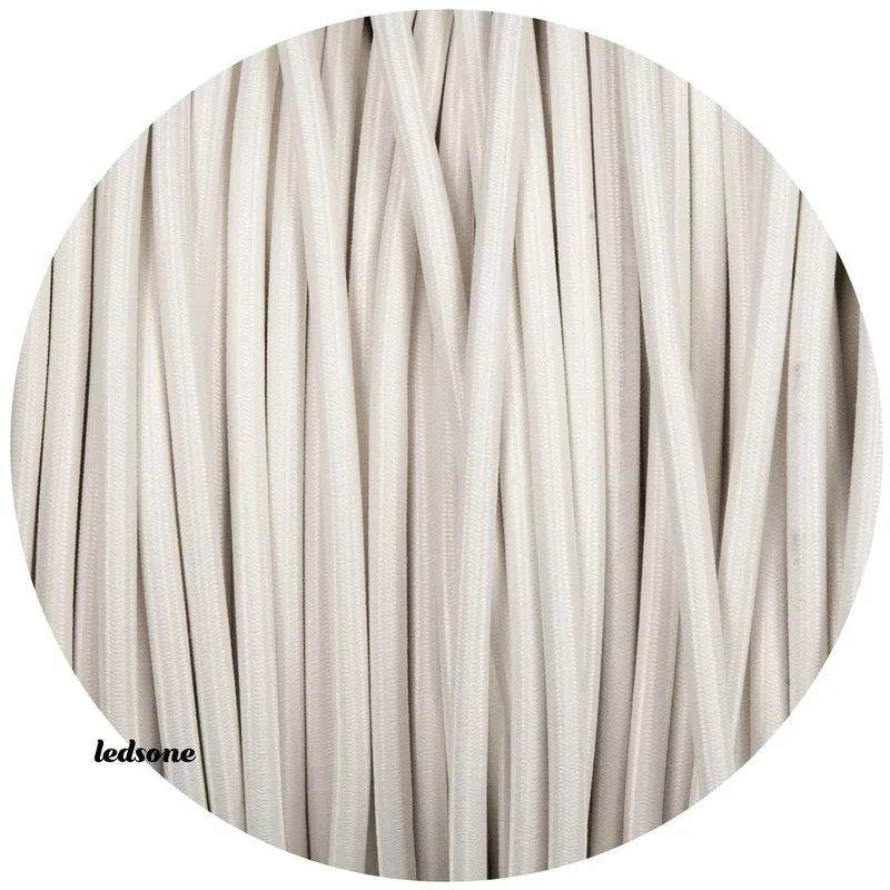 Câble flexible 1m/5m/10m 2 noyaux rond tissu tressé vintage couleur blanche 0,75mm ~4746