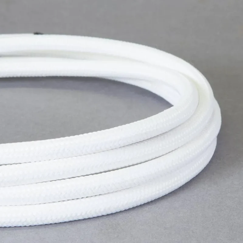 Câble flexible 1m/5m/10m 2 noyaux rond tissu tressé vintage couleur blanche 0,75mm ~4746