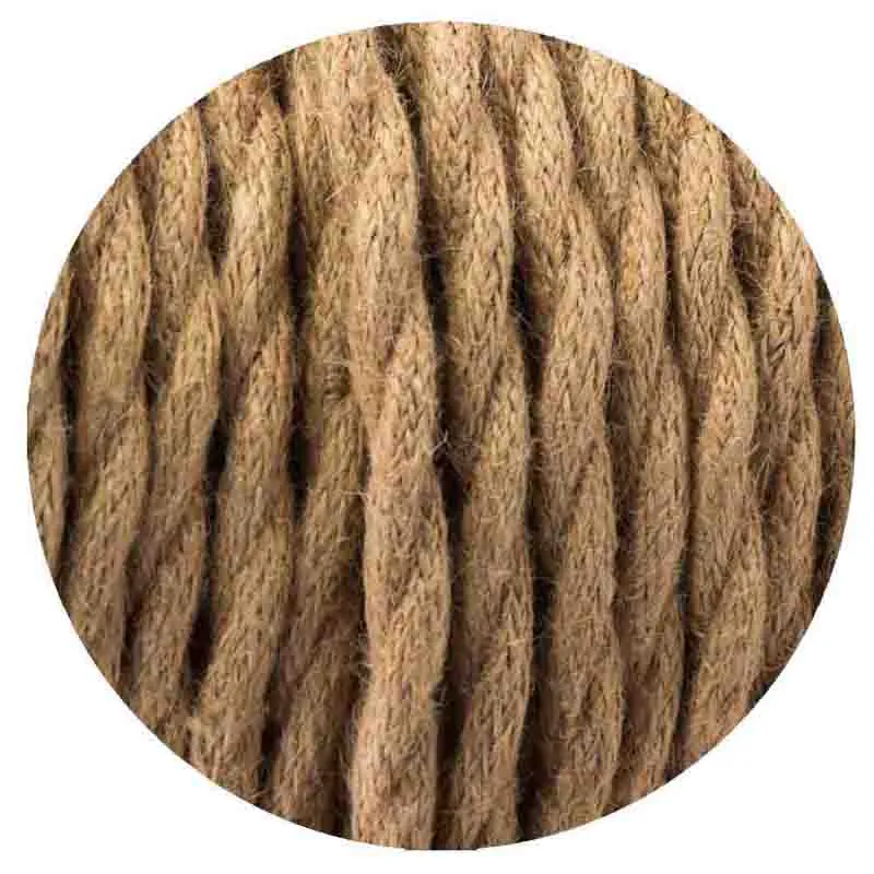 Câble Électrique Torsadé Chanvre 2x0,75mm² - 1m - Fil Rétro pour Suspension & Lampe Vintage ~ 3005