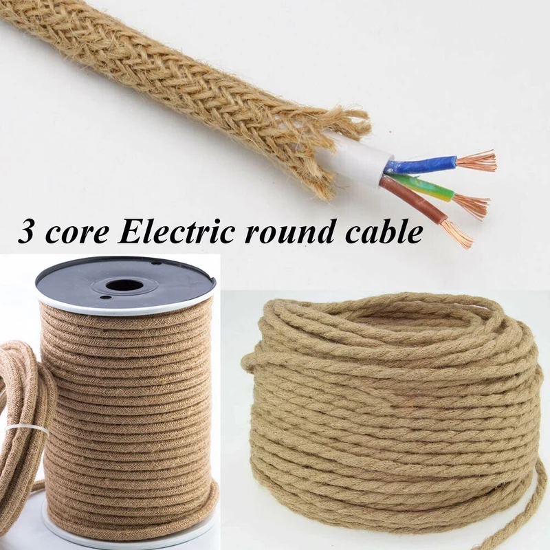 Câble Électrique Textile Rond 3x0,75 mm² en Chanvre Tressé ~ 3188