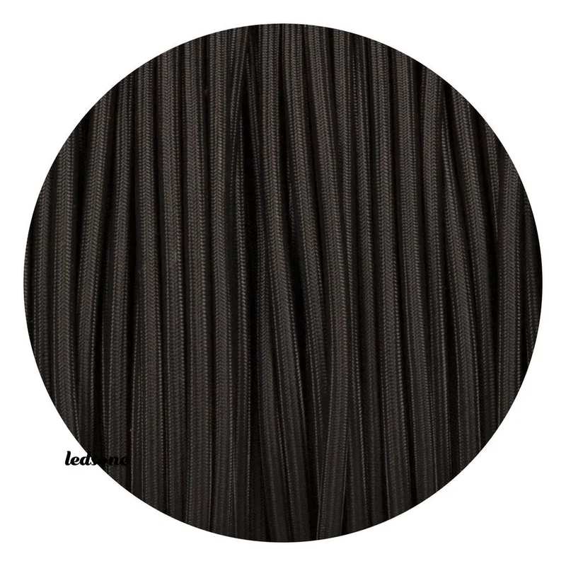 LEDSone Câble Textile Tressé 3 Cœurs 0.75mm² Noir | Fil Électrique Tissu Vintage 6kg ~ 3187