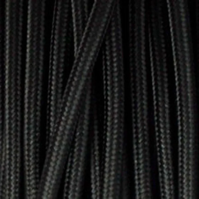 LEDSone Câble Textile Tressé 3 Cœurs 0.75mm² Noir | Fil Électrique Tissu Vintage 6kg ~ 3187