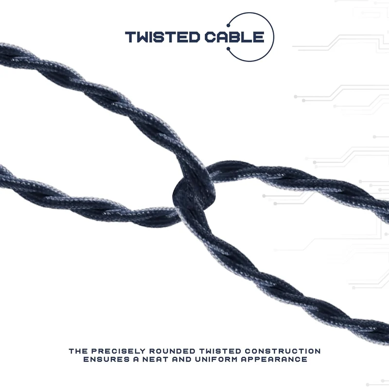 Câble électrique torsadé 2 cœurs recouvert d'un tissu couleur noir 1m - 0,75 mm ~3241