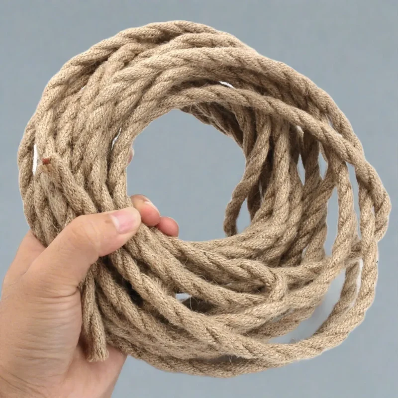 Câble flexible 1 m/5 m/10 m décoratif vintage en tissu de chanvre torsadé à 3 conducteurs ~ 3193
