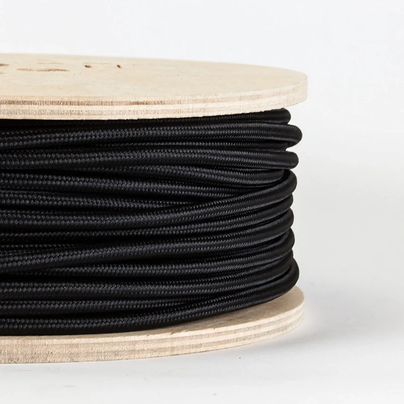 Câble rond tissu noir 2 cœurs flexible 1 m/ 5 m/ 10 m ~1798