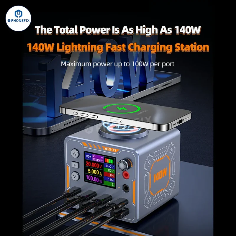Chargeur sans fil rapide WLX-F1 140 W PD QC 8 ports