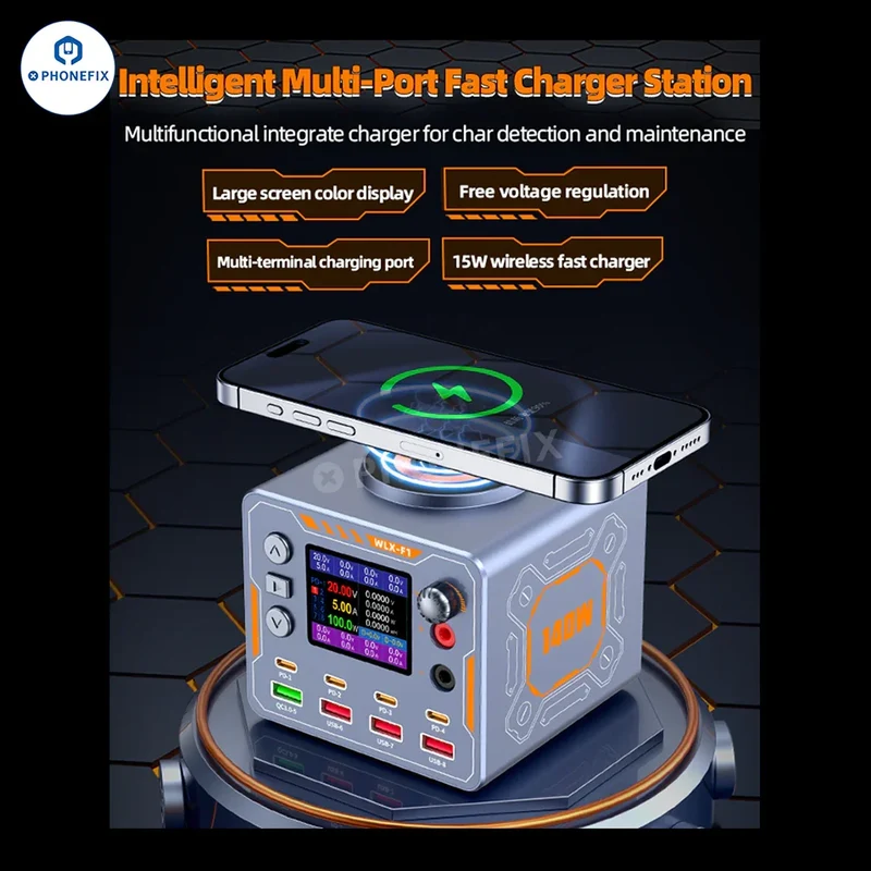 Chargeur sans fil rapide WLX-F1 140 W PD QC 8 ports