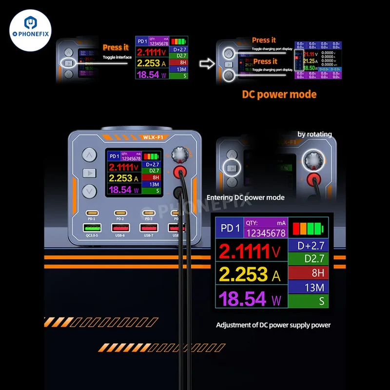Chargeur sans fil rapide WLX-F1 140 W PD QC 8 ports