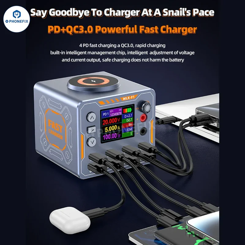 Chargeur sans fil rapide WLX-F1 140 W PD QC 8 ports
