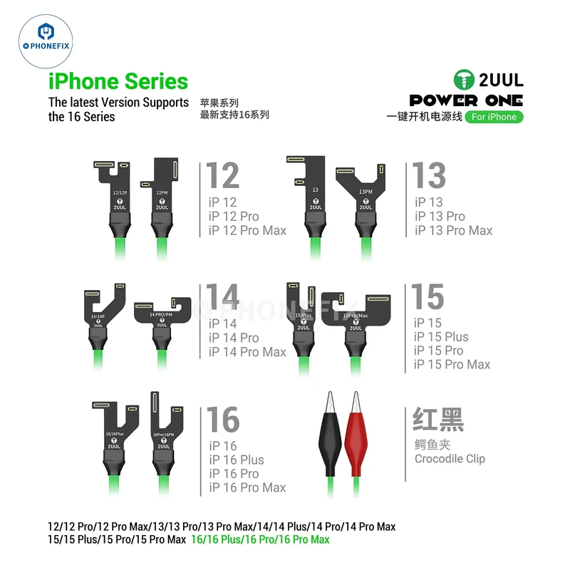Câble de démarrage en un clic 2UUL POWER ONE pour iPhone 12-16 Pro Max