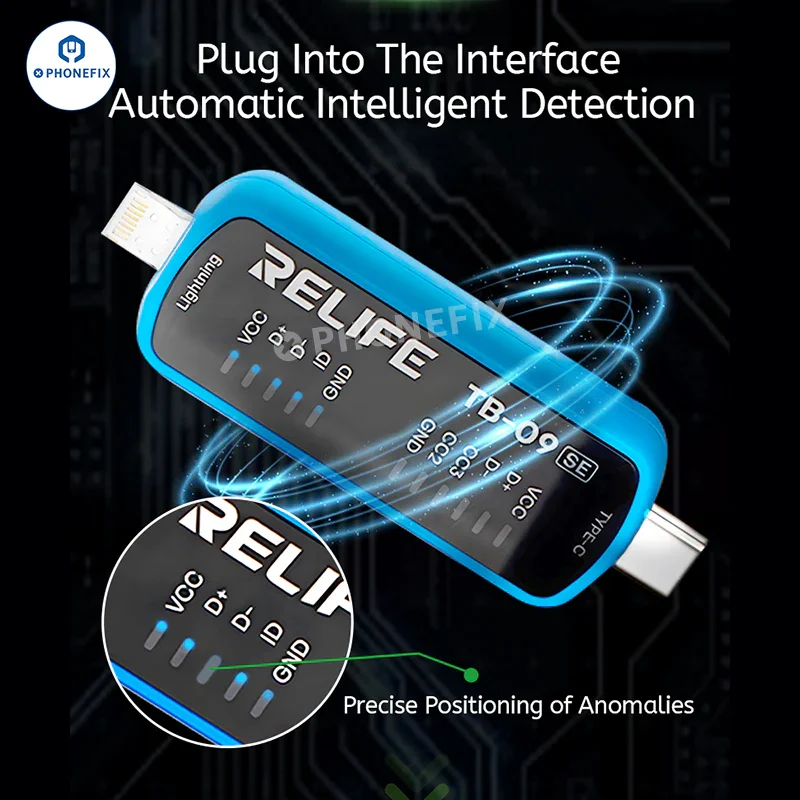 Testeur de port de charge Lightning RELIFE TB-09 SE Type-C pour téléphone
