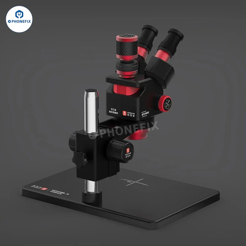 Microscope trinoculaire HD YCS 6558S 6558XS avec zoom 6.5-58X et caméra 4K