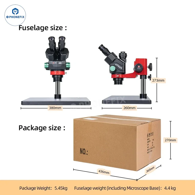 Microscope trinoculaire HD YCS 6558S 6558XS avec zoom 6.5-58X et caméra 4K